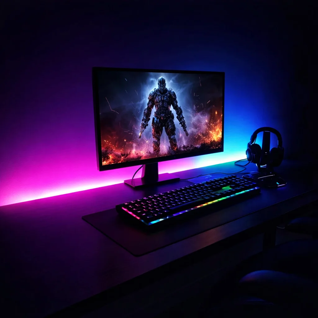 LED strip lights for bedroom and gaming room setup with vibrant color changing light